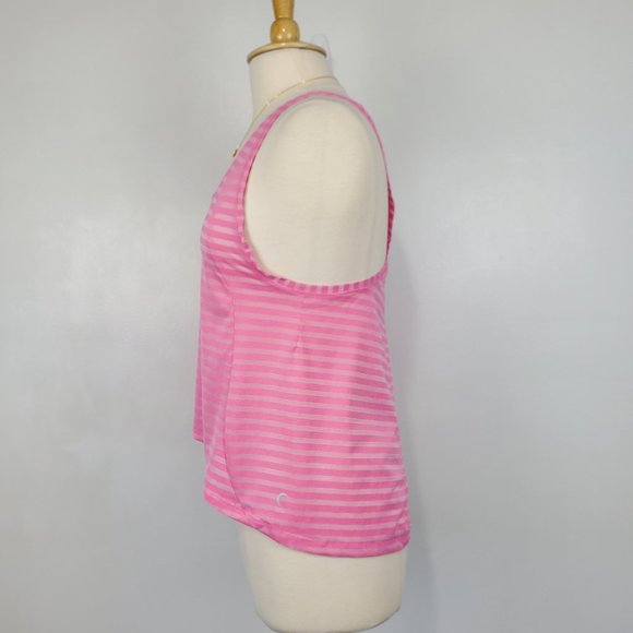 Zyia Nimbus Women's Pink Striped Split Back Tie Back Activewear Tank Top Size M - Picture 4 of 15